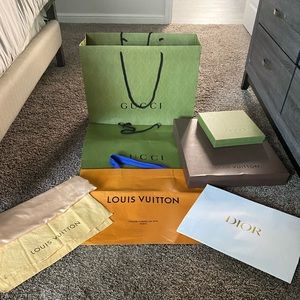 Gucci, Dior and LV bags / boxes